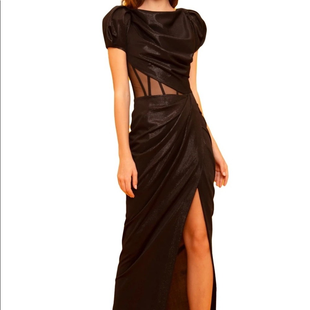 GEMY MAALOUF couture maxi black dress formal black tie